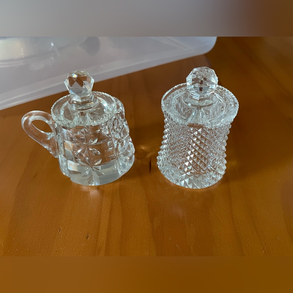 Heavy cut crystal set  for cream and sugar